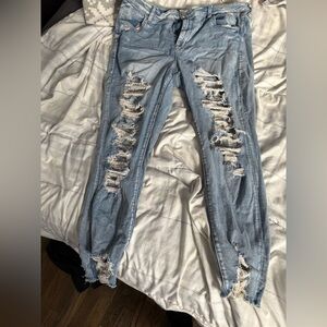American Eagle Outfitters Ripped Light Blue Skinny Jeans